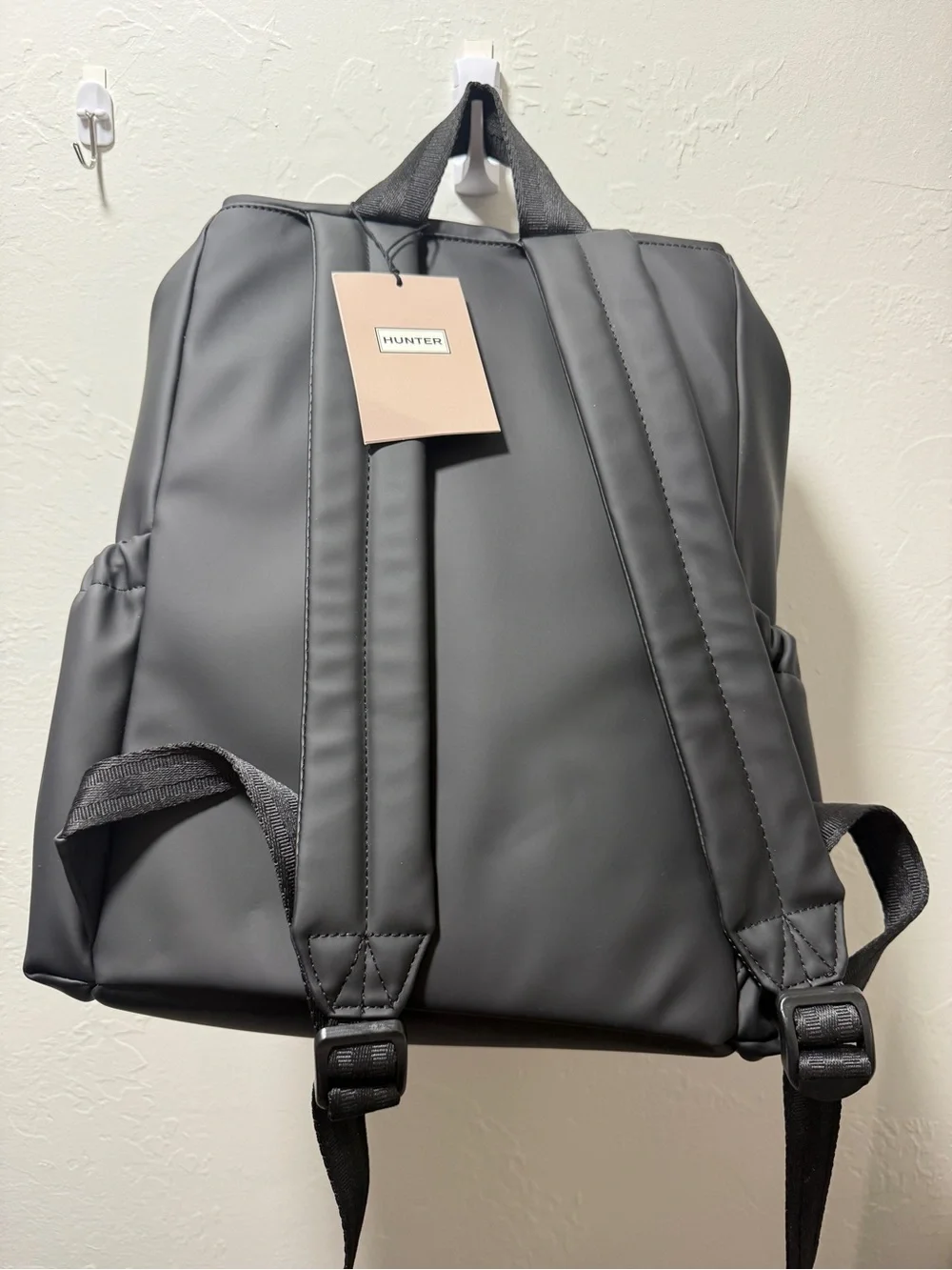 Hunter Black Backpack with Red Zip Pull